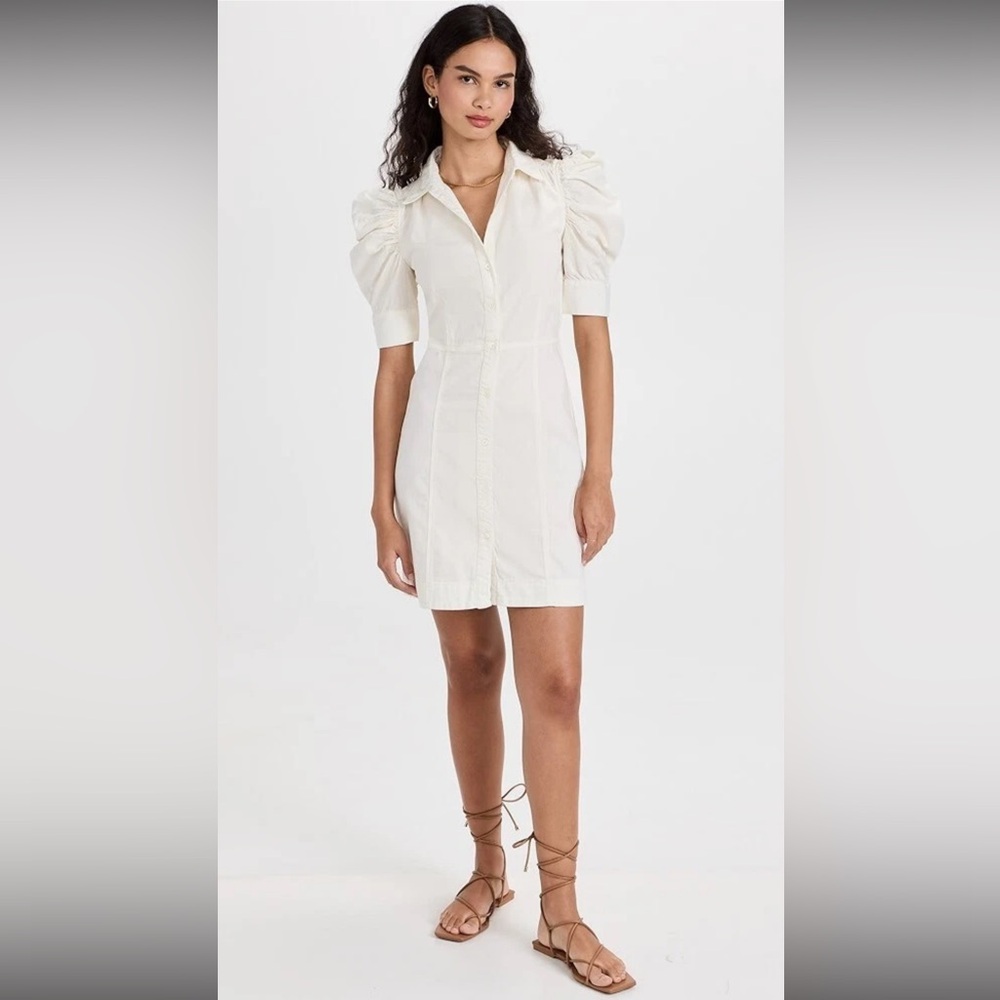 Frame Denim White Puff Sleeve Dress